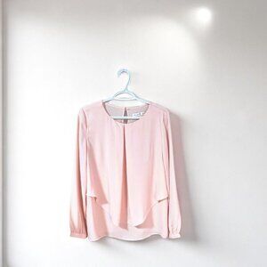Romantic delicate layered blush coloured blouse Sz M VGUC